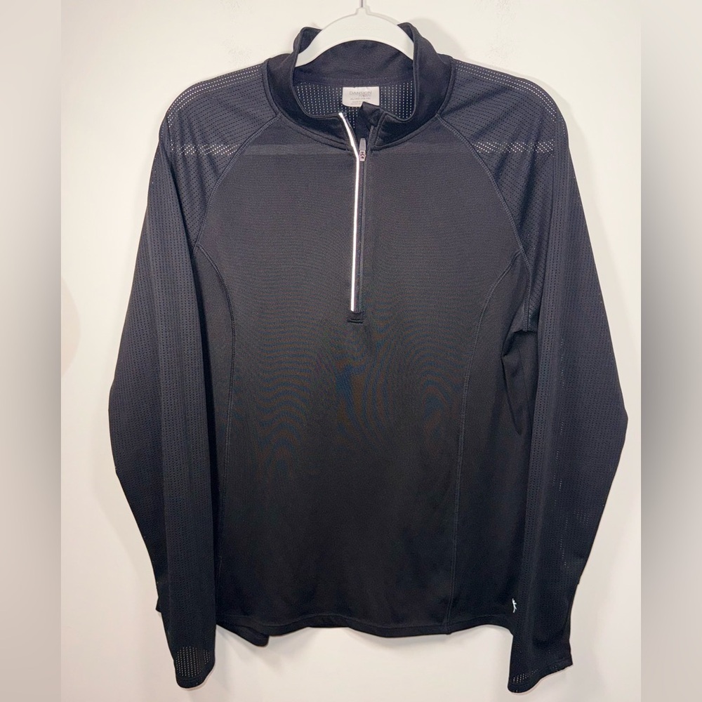 Danskin Women Athletic Black Breathable with Mesh Quarter-Zip Pullover Size XL